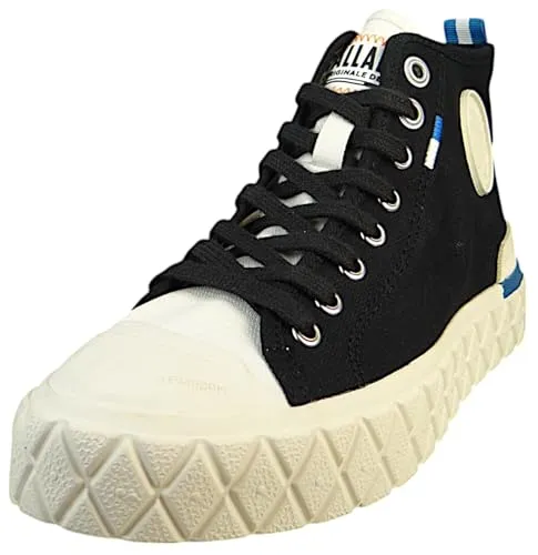 Palladium Damen High Sneaker Palla Ace Chukka ORG 79142-008-M Schwarz - Wanderschuhe mit atmungsaktivem Leinen-Obermaterial, ideal für vielseitige Freizeitaktivitäten und individuellen Tragekomfort dank Schnürung.