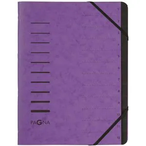 Pagna Ordnungsmappe 40059-10, A4, aus Karton, aubergine, 12 Fächer