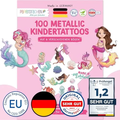 Papierdrachen 100 Metallic-Tattoos für Kinder von Papierdrachen