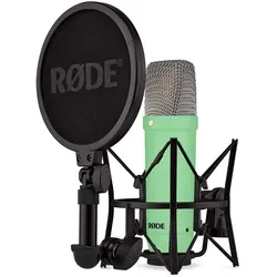 RODE NT1 Signature Green Mikrofon - Großmembran-Kondensatormikrofon mit extrem niedrigem Eigenrauschen von 4 dBA, ideal für Podcasts und Gaming. Inklusive Deluxe-Spinne, Popschutz und XLR-Kabel für sofortige Nutzung.