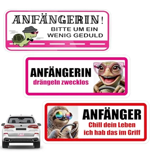 Stück Fahranfänger Magnet Schild 20 * 8cm Anfänger Schild Lustiges Lustiges Auto-Fahranfänger Aufkleber mit Spruch & witzigem Motiv Wasserdicht und Verschleißfest für Fahranfängerin Geschenk 3