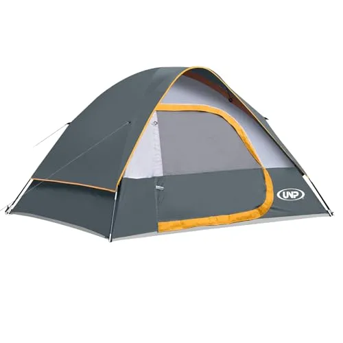 UNP Campingzelt 2-3 Personen, Wasserdicht, Winddicht, Mit Regenschutz, Einfach Aufzubauen, Tragbares Kuppelzelt FüR Camping (Grau, 3 Personen – 240 × 210 × 120 cm)