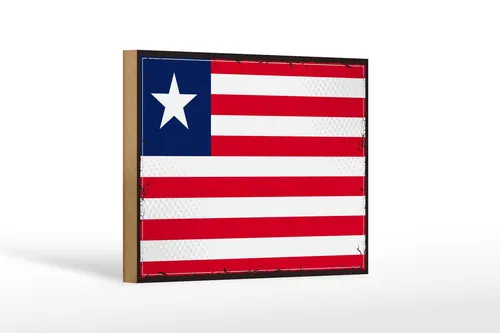 Holzschild Flagge Liberias 18x12 cm Retro Flag of Liberia Deko Schild