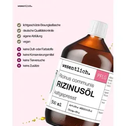 wesentlich. Körperöl Rizinusöl kaltgepresst 500ml - Reines Rizinusöl kaltgepresst, ideal zur Haut- und Haarpflege. Vielseitig einsetzbar, auch für Lippenpflege. Entdecken Sie hochwertige Hautpflegeprodukte von wesentlich.