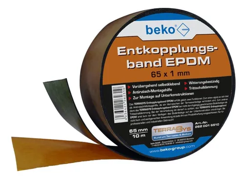 beko TERRASYS Entkopplungsband EPDM 65 x 1 mm schwarz von Beko