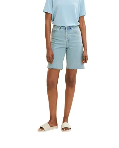 TOM TAILOR Denim Damen Vintage Bermuda Jeans Shorts 1031402, 10181 - Light Stone Green Cast Denim, S