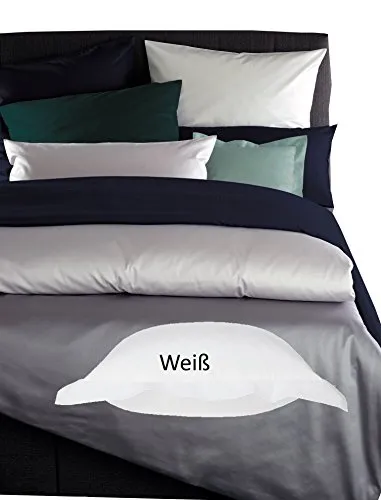 Curt Bauer Bettwäsche Uni Mako Satin 0000, 140x200 + 70x90 cm, Weiß - Bettwäsche-Set aus 100% gekämmter Baumwolle, mercerisiert, waschbar bis 60°C und trocknergeeignet – für hohen Schlafkomfort und einfache Pflege.