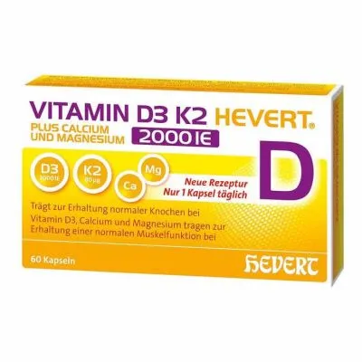 Vitamin D3 K2 Hevert mit Calcium & Magnesium 2000 IE