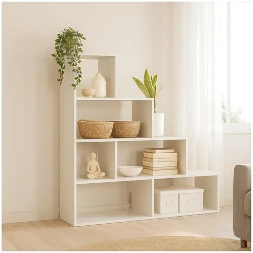 HTI-Living Raumteilerregal Thekla Weiß - Raumteiler-Regal mit 6 Fächern, ideal zur Raumgestaltung und Aufbewahrung, Maße: 114x30x114 cm, modernes Design in Weiß.