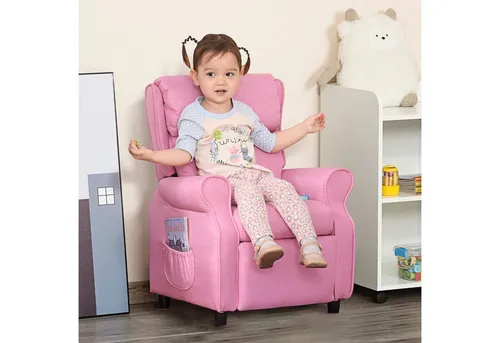 HOMCOM Kindersofa Rosa – Verstellbares Liegesofa für Kinder von HOMCOM