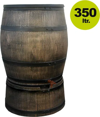 YERD Regenfass Set: 350 l Regentonne Wassertank Fass mit passendem Untergestell 350 Liter