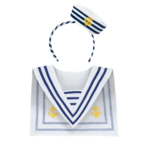 Matrosin Navy Set Minihut und Kragen Marine Kostüm Damen Minihut Matrosenmütze