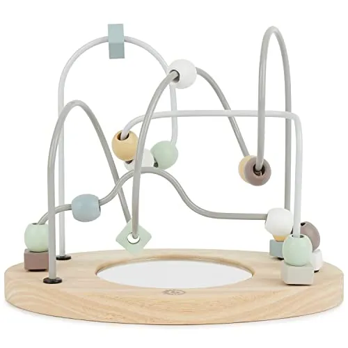 Bieco Holzspielzeug Motorikschleife ab 1 Jahr - Motorikspielzeug Baby Motorikschleife Klein - Motorikspielzeug Holz Motorikbrett Spielzeug Spielbogen Holz Wickeltisch Bio Holzspielzeug Baby Labyrinth