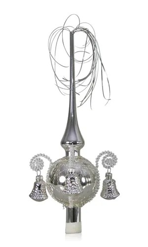 Lauschaer Glas Christbaumspitze mit Formglöckchen in silber von Lauschaer Glas