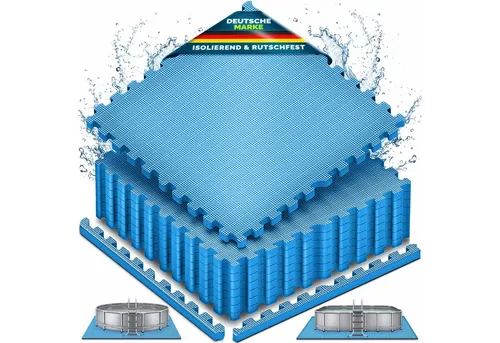 tillvex Pool-Bodenschutzfliese - 16 Stück 62,5x62,5cm - Hochwertige tillvex® Pool-Bodenschutzmatte 1 cm dick, ideal für Planschbecken und Whirlpools. Die isolierenden Matten bieten Schutz und Komfort, sind einfach zu verlegen und individuell zuschneidbar. Perfekt für Ihren Außenbereich!