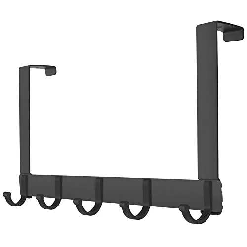 Türhaken Zum Einhängen Kleiderhaken Tür Haken Schwarz mit 7 Robusten Doppelhaken Aus Aluminiumlegierung, Ohne Bohren Handtuchhalter Innenseite Haken Tür für 1-4.5cm Dicke Tür Zu Hängen Mäntel Hüte
