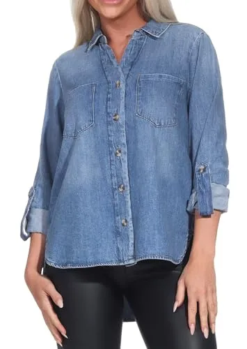 ONLYASMIN Jeanshemd für Damen - Stylisches, normal geschnittenes Jeanshemd aus 100% Baumwolle für einen bequemen und lässigen Look.