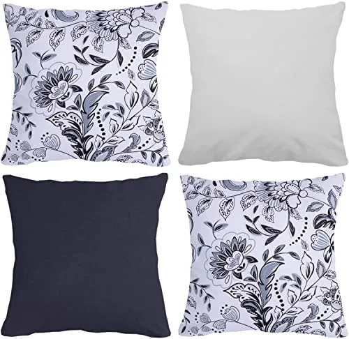 Amilian 4er Set; Dekokissen mit Füllung, Dekoratives Kissen; Zierkissen mit Kissenbezug; Kopfkissen; Sofakissen für Schlafzimmer, Wohnzimmer, Kinder Deko, Kissenhülle 50x50 cm 20x20 inch; Set 24