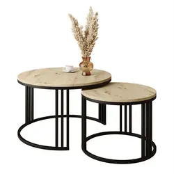 Runder Couchtisch 2in1 LORI LOFT - Entdecken Sie den stilvollen 2in1 Couchtisch LORI LOFT – eine perfekte Kombination aus Holzimitat und Metall für modernen Loft-Charme. Praktisch und platzsparend, ideal für jedes Wohnambiente.