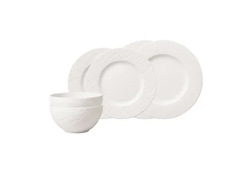 Villeroy & Boch Manufacture Rock Blanc 6-teiliges Geschirrset - Elegantes 6-teiliges Geschirrset von Villeroy & Boch in Schiefer-Optik. Hergestellt aus Premium-Porzellan, spülmaschinen- und mikrowellengeeignet – ideal für stilvolle Mahlzeiten.
