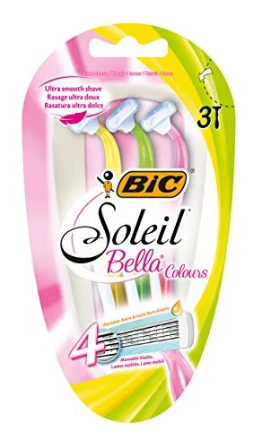 Bic Soleil Bella Farben Rasiermesser 3 Stück - Tagespflege: 3-fach Rasiermesser für eine sanfte und präzise Rasur, ideal für seidig glatte Haut.