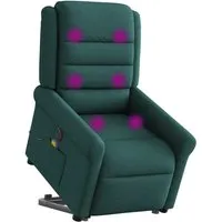 vidaXL Elektrischer Massagesessel mit Aufstehhilfe - Dunkelgrün - Bequemer Sessel mit elektrischer Aufstehhilfe und 6-Punkt-Vibrationsmassage für maximale Entspannung und Komfort. Ideal für gemütliche Stunden!