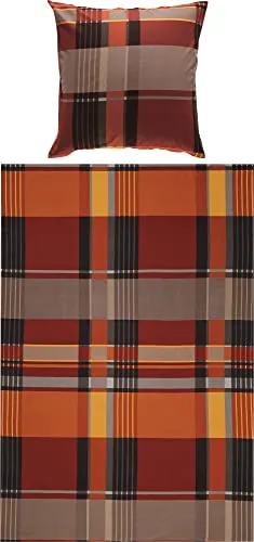 Erwin Müller Bettgarnitur Flanell Karo Terra 80x80 cm / 135x220 cm - Kuschelige Flanell-Bettwäsche im Karo-Design, pflegeleicht und bügelleicht, sorgt für wohlige Wärme und Komfort in kalten Nächten.