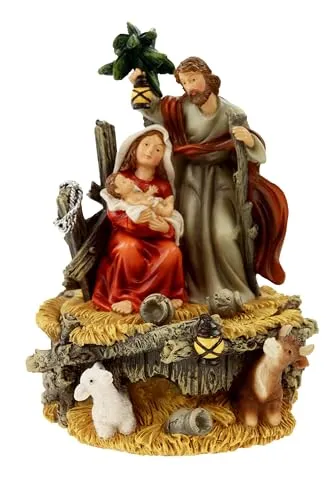 ELLUG Krippenfigur mit Musikfunktion – Heilige Familie in beweglicher Krippenszene