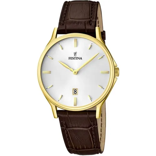 Festina Herren Analog Quarz Uhr F16747/1 - Elegante Armbanduhr für Herren mit hochwertigem Lederarmband, Datumsanzeige und klassischem Design – perfekt für jeden Anlass.