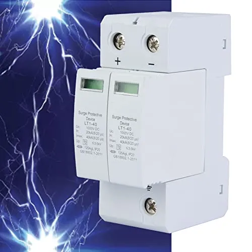 DC Solar PV Überspannungsschutzgerät, LT1-40 2P 1000VDC PC 40KA Flammwidriges Gehäuse Photovoltaischer Überspannungsableiter 36 mm DIN-Schienenmontage