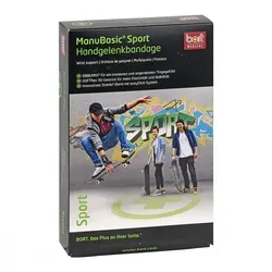 Bort Manubasic Sport Bandage links large schw/grün - Bandage für die linke Hand, bietet optimalen Halt und Unterstützung bei sportlichen Aktivitäten, ideal für Verletzungsprävention.