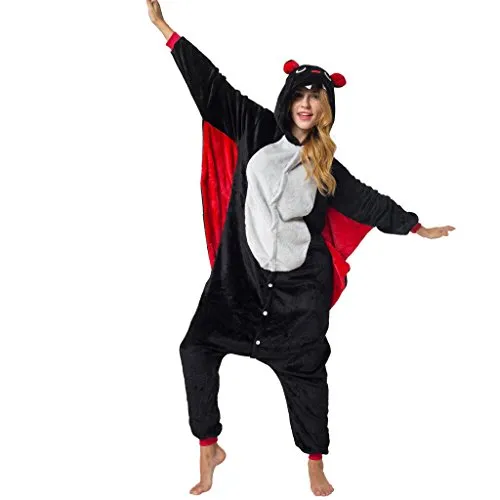 Katara 1744 -Fledermaus Kostüm-Anzug Onesie/Jumpsuit Einteiler Body für Erwachsene Damen Herren als Pyjama oder Schlafanzug Unisex