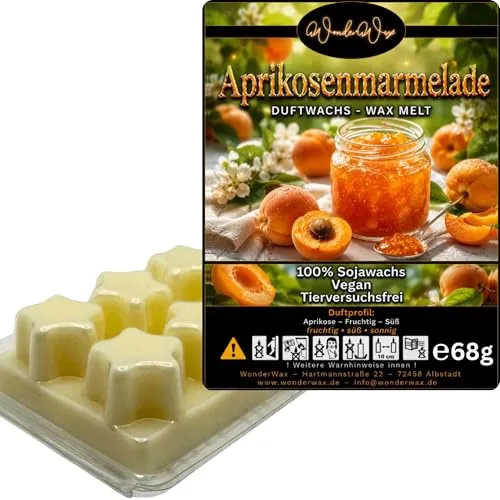 WonderWax Duftwachs Wax Melts für Duftlampe, 6 Sterne Duftmelt Wachsmelt Sojawachs Duftwachs Würfel für Raumdüfte, Wachs Duftöl Winter Indoor Schmelzen für Aromalampe Würzige Aprikosenmarmelade
