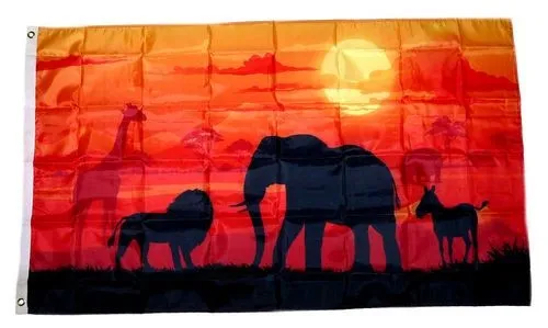 Flagge / Fahne Afrika Tiere Silhouette Hissflagge 90 x 150 cm