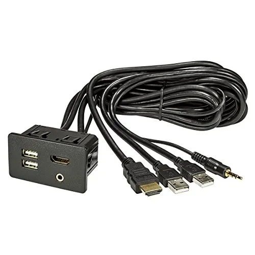 tomzz Audio USB 2.0 + HDMI + AUX Einbaubuchse - Adapter mit USB 2.0, HDMI und AUX, ideal für den professionellen Einbau in Fahrzeugen, inklusive 180cm Kabel für flexible Installation.