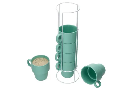 MamboCat 6er Set Kaffeebecher Stata mit Ständer in türkis von MamboCat