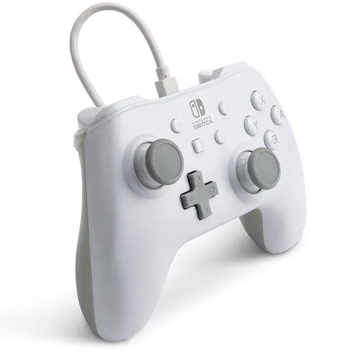 PowerA Kabelgebundener Controller für Nintendo Switch - Weiß - Controller für Nintendo Switch mit ergonomischem Design und 3 m langem USB-Kabel für grenzenloses Gaming. Offiziell lizenziertes Produkt mit 2-Jahres-Garantie.