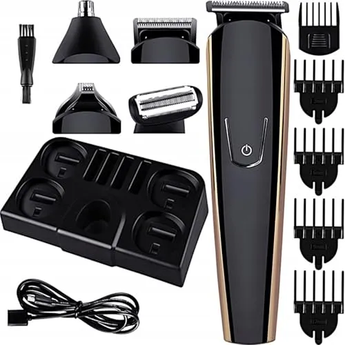 Retoo Haarschneidemaschine Profi Haarschneider mit 10 Aufsätze für Gesicht Haare Nasen Bart Ohren Haartrimmer für Männer Frauen Kinder Barttrimmer Präzisionstrimmer Langhaarschneider