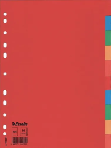 ESSELTE Aktenordner Register A4 Karton 160g/qm 10-teilig blanko farbig (10 Stück)