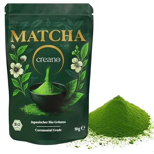 Creano Bio Matcha Tee Ceremonial 30g – 100% reines Matcha Pulver aus Japan - Matcha Grüntee aus erster Ernte - höchste Güteklasse und Laborgeprüft*