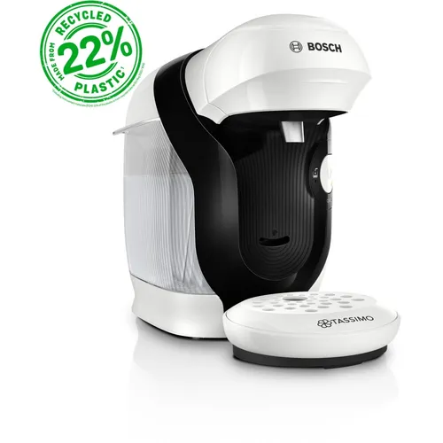Bosch Tassimo Style friendly Kapselmaschine TAS114E - 1-Tassen-Kaffeemaschinen mit über 70 Getränken, vollautomatisch und nachhaltig dank recyceltem Kunststoff, ideal für jeden Kaffeeliebhaber.