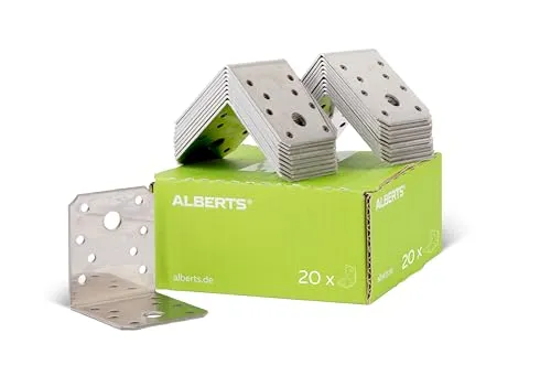 Alberts 20x Winkelverbinder - Robuste Holzverbinder für stabile Konstruktionen - Winkel & Holzverbinder: 20 hochwertige Edelstahl-Winkelverbinder, ideal für langlebige und stabile Holzverbindungen, perfekt für DIY-Projekte und Möbelbau.