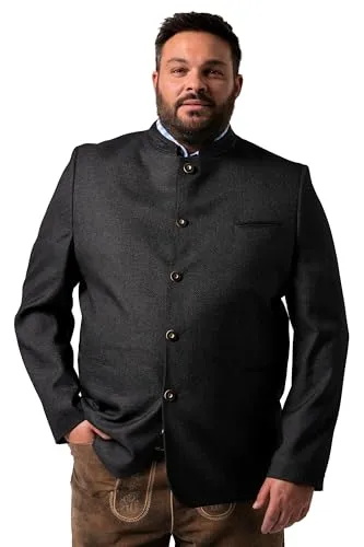 Men Plus Herren große Größen Übergrößen Menswear L-8XL Men+ Janker, Trachten, Leinenoptik, Stehkragen, bis 72 anthrazit 72 831435110-72