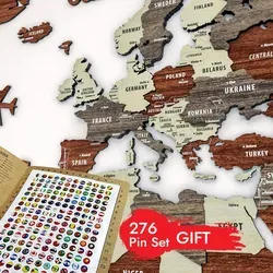 Holz-Weltkarte Wandkunst – 3D Pinnwandkarte XL in Bunt von Colorfull Worlds