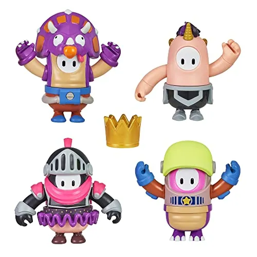 Fall Guys-ACTIONFIGUREN ZUM KOMBINIEREN (CA. 10 cm Gross) MIT Kronen-ZUBEHÖRTEIL IN DER KRONEN-4ER‑Packung