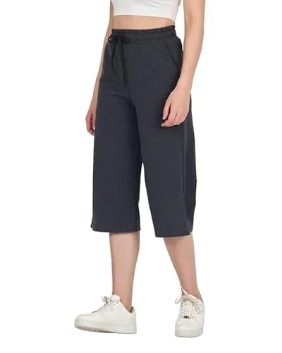 COMEOR Jogginghose Damen 3/4 - Sporthose Kurz Caprihose, Kurze Hose Frauen Capri Shorts, Bermuda Trainingshose (Dunkelgrau, XL)