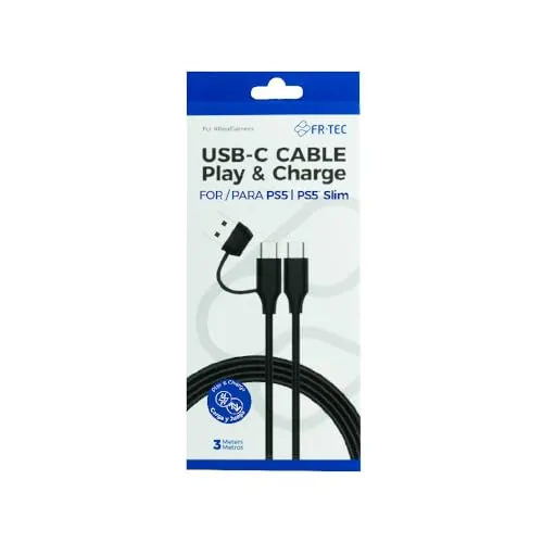 FRTEC USB-C-zu-USB-C-Kabel mit USB-A-Adapter, Lade- und Daten-Adapter, Typ C für PS5, PS5 Slim, 3 m, kompatibel mit Smartphones