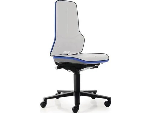 Ergonomischer Arbeitsdrehstuhl Neon mit blauen Rollen - Bürostuhl mit permanentkontakt-Rückenlehne, höhenverstellbar und ergonomisch geformt für maximalen Komfort bei der Arbeit.