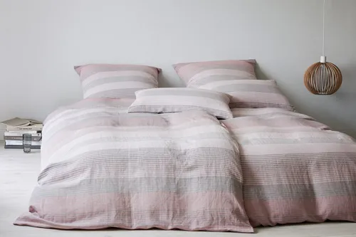 Elegante Bettwäsche Fjord, Halbleinen, 2 teilig - Bettwäsche aus 50% Baumwolle und 50% Leinen für ein angenehmes Hautgefühl, pflegeleicht und OEKO-TEX® zertifiziert.