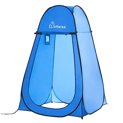 Wolfwise Pop Up Duschzelt Camping Kompakt & Leicht, Schneller Aufbau | Toilettenzelt mit Tragetasche, Umkleidezelt mit Fenstern UV Schutz, Wasserabweisend für Outdoor, 1,9m/2,1m Hoch